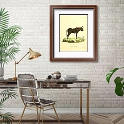 «Антилопа гну» в интерьере кабинета с кирпичными стенами над столом