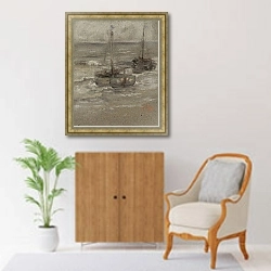 «Fishing Boats At Anchor» в интерьере в классическом стиле над комодом