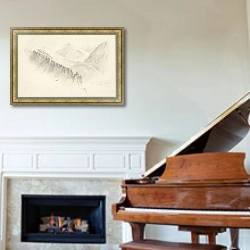 «Вид с плиты Mt Cook» в интерьере классической гостиной над камином