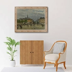 «View of Paris» в интерьере в классическом стиле над комодом