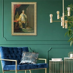 «Portrait of Emperor Paul I, 1800 1» в интерьере в классическом стиле с зеленой стеной