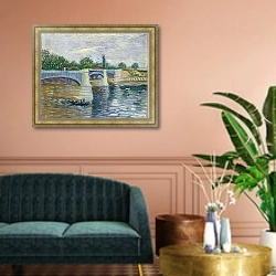 «Seine with the Pont de la Grande Jette, The» в интерьере классической гостиной над диваном