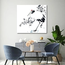 «Живопись в китайском стиле 7» в интерьере современной гостиной над комодом