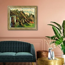 «Песчаниковые домики с соломенными крышами в Шапонвале» в интерьере классической гостиной над диваном
