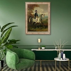 «Count Alfred de Montgomery 1850-60» в интерьере гостиной в зеленых тонах