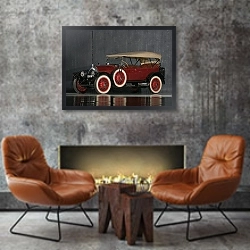 «ReVere Model A Touring '1920» в интерьере в стиле лофт с бетонной стеной над камином