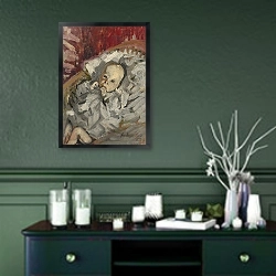 «Kind in de wieg» в интерьере прихожей в зеленых тонах над комодом