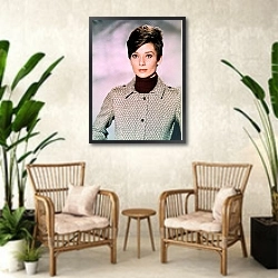 «Хепберн Одри 362» в интерьере комнаты в стиле ретро с плетеными креслами