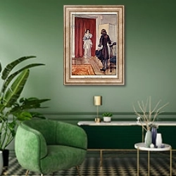 «Illustration for Lorna Doone 3» в интерьере гостиной в зеленых тонах