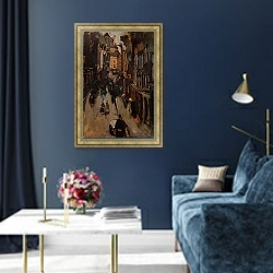 «Насыщенный день на Калверстраат, Амстердам» в интерьере в классическом стиле в синих тонах