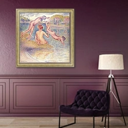 «The Bathers; Les Baigneuses, 1899-1902» в интерьере в классическом стиле в фиолетовых тонах