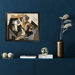 «Cubist Still Life in Blue and Grey, c.1917» в интерьере в классическом стиле в синих тонах
