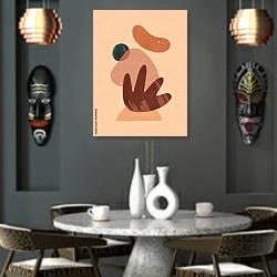 «Терракотовый натюрморт 7» в интерьере в этническом стиле над столом