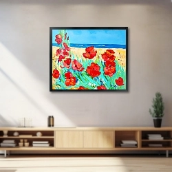 «маки на фоне моря» в интерьере 