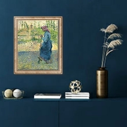 «Peasant Digging; Paysanne bechant, 1882» в интерьере в классическом стиле в синих тонах