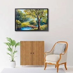 «Мостик через лесной ручей» в интерьере в классическом стиле над комодом