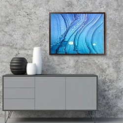 «Абстракция чернилами Море 2» в интерьере в стиле минимализм над тумбой