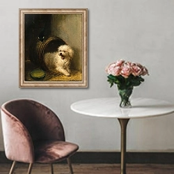 «A Puppy in a Barrel» в интерьере в классическом стиле над креслом