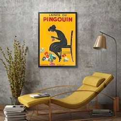 «Laines du Pingouin» в интерьере в стиле лофт с желтым креслом