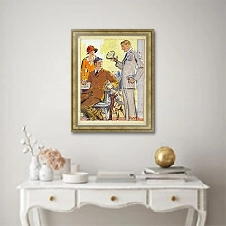 «Реклама одежды Hart, Schaffner Marx» в интерьере в классическом стиле над столом