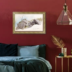 «Отвесные скалы, Раумюнцах» в интерьере спальни с акцентной стеной