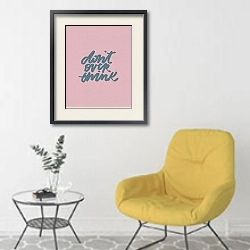 «A kind reminder №9» в интерьере комнаты в скандинавском стиле с желтым креслом