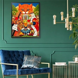 «The King and Queen of Hearts, 2010» в интерьере в классическом стиле с зеленой стеной