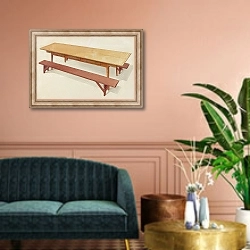 «Shaker Refectory Table with Benches» в интерьере классической гостиной над диваном
