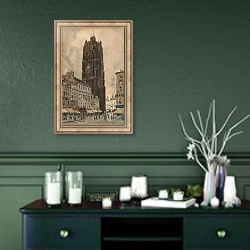 «Dunkerque» в интерьере прихожей в зеленых тонах над комодом