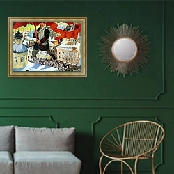 «Bolshevik, 1920 1» в интерьере классической гостиной с зеленой стеной над диваном