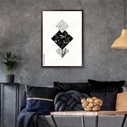 «Абстрактная геометрическая композиция 17» в интерьере гостиной в стиле лофт в серых тонах