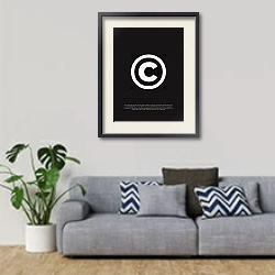 «Copyright symbol 2» в интерьере гостиной в скандинавском стиле с серым диваном