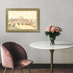 «La Cité et le Pont Neuf en 1665» в интерьере в классическом стиле над креслом