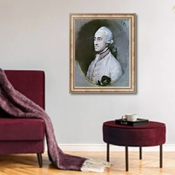 «Portrait of George Pitt, 1st Baron Rivers» в интерьере гостиной в бордовых тонах