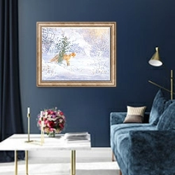 «Winter Fox, from source unknown» в интерьере в классическом стиле в синих тонах