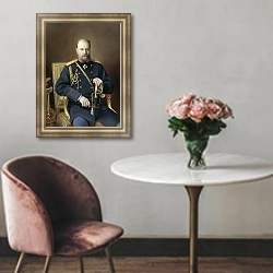 «Портрет Александра III» в интерьере в классическом стиле над креслом