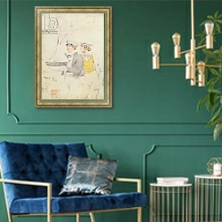 «Juvenile Members of the Yacht Club, 1853» в интерьере в классическом стиле с зеленой стеной