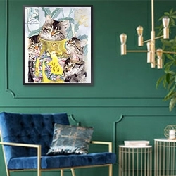 «Yellow vase» в интерьере в классическом стиле с зеленой стеной