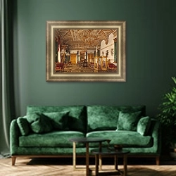 «Виды залов Зимнего дворца. Малахитовый зал» в интерьере зеленой гостиной над диваном