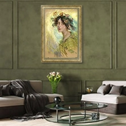 «Утреннее великолепие» в интерьере гостиной в оливковых тонах