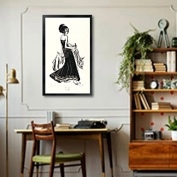 «Танцор» в интерьере кабинета в стиле ретро над столом