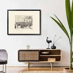 «Cours Boieldieu à Rouen» в интерьере комнаты в стиле ретро над тумбой