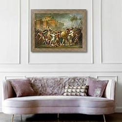 «The Sabine Women, 1799» в интерьере гостиной в классическом стиле над диваном
