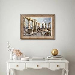 «Interior of the Temple of Apollo at Bassae in Arcadia» в интерьере в классическом стиле над столом
