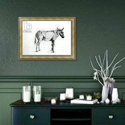 «Donkey 1766» в интерьере прихожей в зеленых тонах над комодом