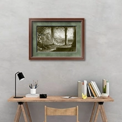 «Amalfi» в интерьере кабинета с серыми стенами над столом