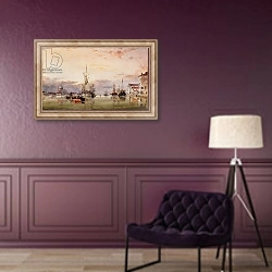 «The Canale della Giudecca with the Redentore Beyond, 1863» в интерьере в классическом стиле в фиолетовых тонах