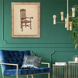 «Banister-back Armchair» в интерьере в классическом стиле с зеленой стеной