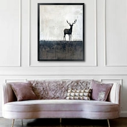 «Twilight deer» в интерьере гостиной в классическом стиле над диваном