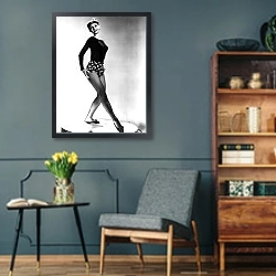 «Хепберн Одри 351» в интерьере гостиной в стиле ретро в серых тонах